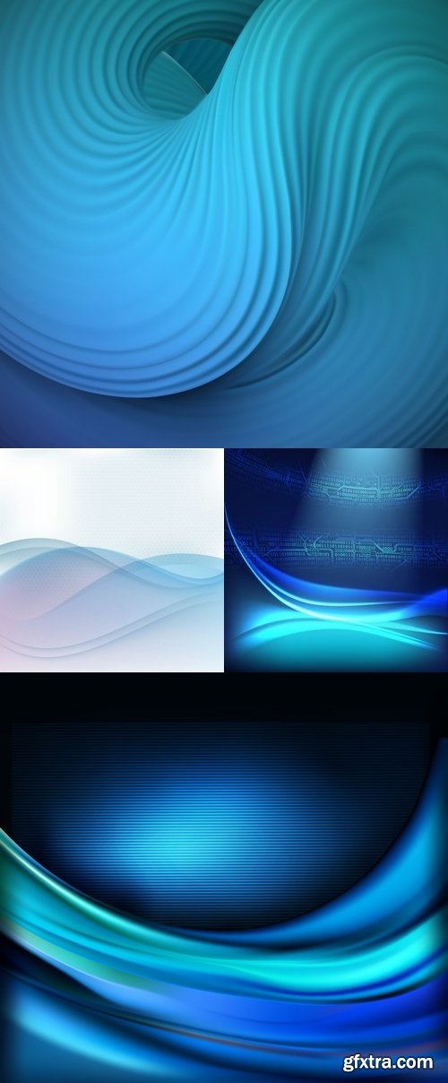 Vectors - Waves Blue Backgrounds 29