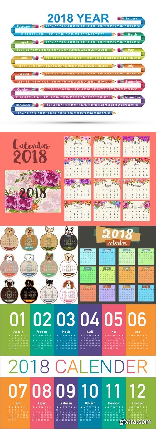 Vectors - 2018 Calendars Set 13