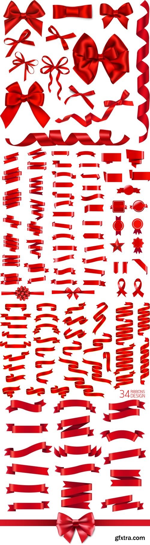 Vectors - Different Red Ribbons Mix 2