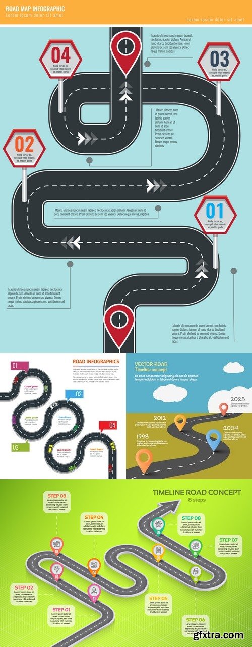 Vectors - Road Infographic Backgrounds 14