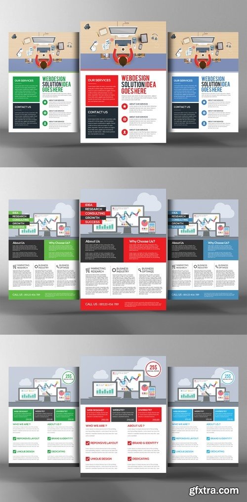 3 Website Design Flyers Bundle