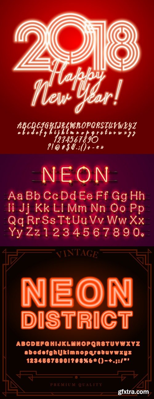 Vectors - Red Neon Alphabets 3