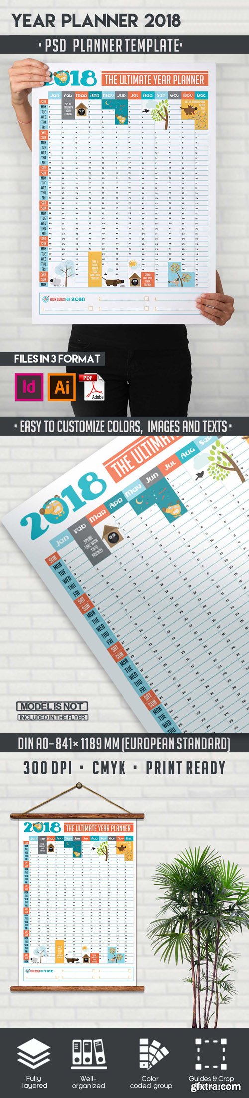 2018 Year Planner Template (AI/INDD)