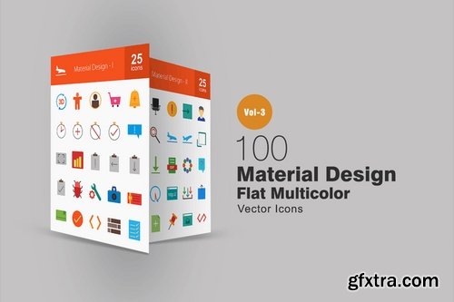 100 Material Design Flat Multicolor Icons