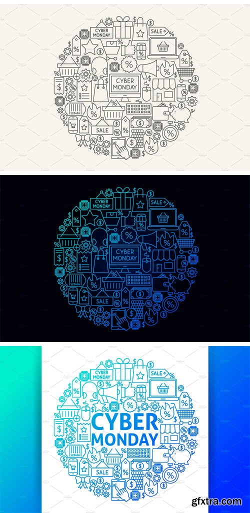 CM - Cyber Monday Line Art Icons 2063156