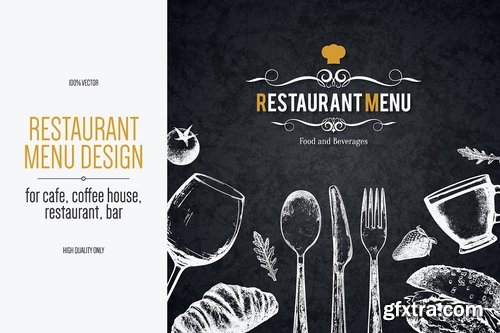 CM - Restaurant menu design with a sketch 1946116