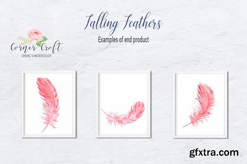 Watercolor Falling Feathers, Feather Clip Art