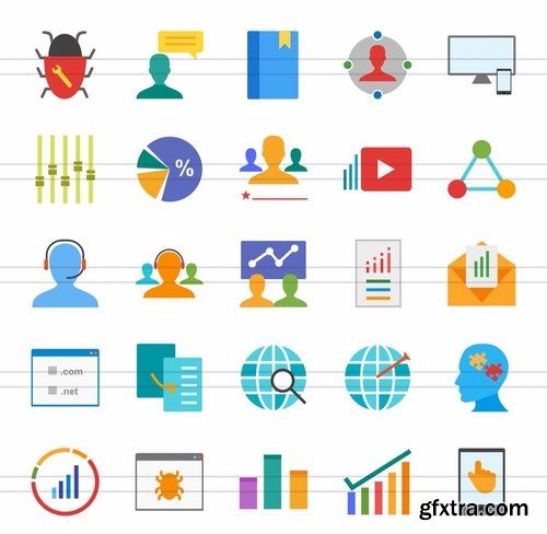 50 SEO & Development Flat Multicolor Icons