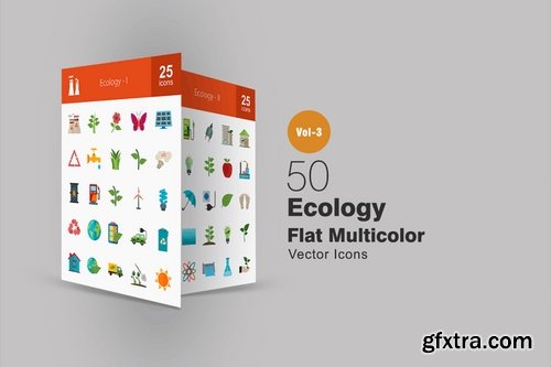 50 Ecology Flat Multicolor Icons