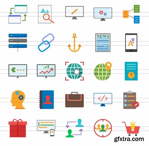 50 SEO & Development Flat Multicolor Icons