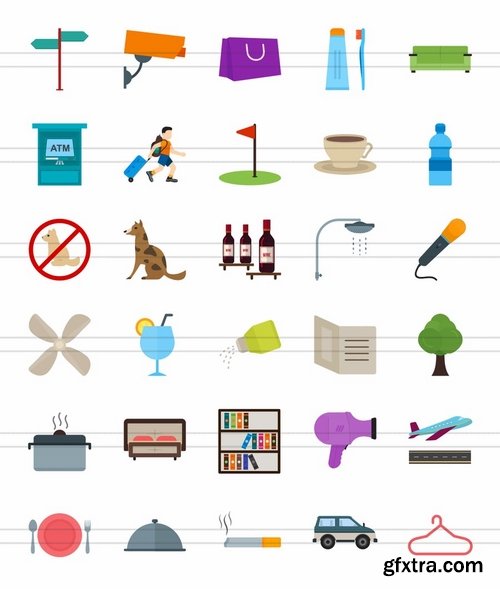 60 Hotel & Restaurant Flat Multicolor Icons