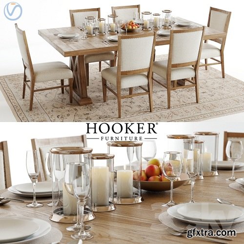 Hooker Geo Trestle and Stol Upholstered