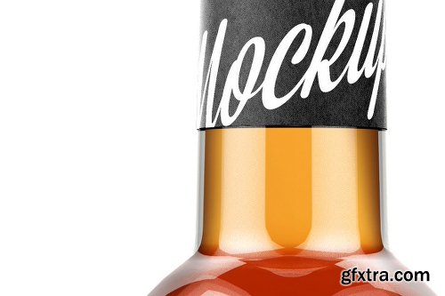 CreativeMarket Glass Bottle With Brandy Mockup 0,5L 2115992