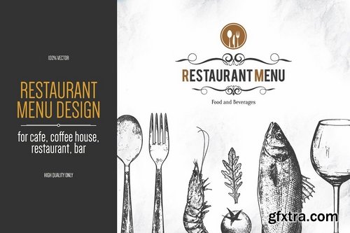 CM - Restaurant menu design with a sketch 1946144