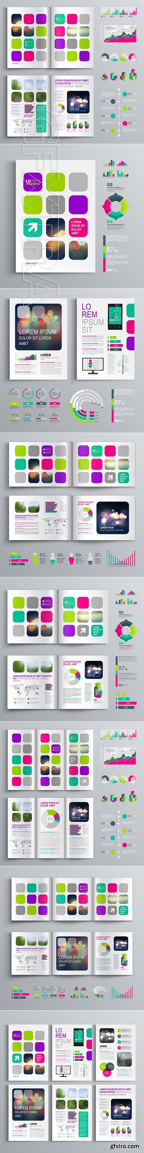 Brochure Template Design and Business Infographic vector 2