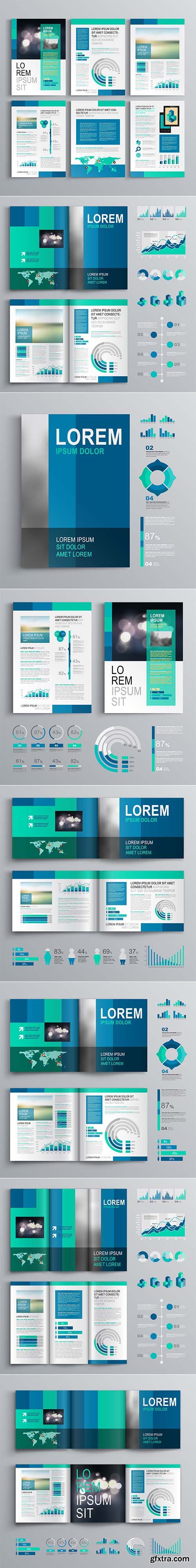 Brochure Template Design and Business Infographic vector 3