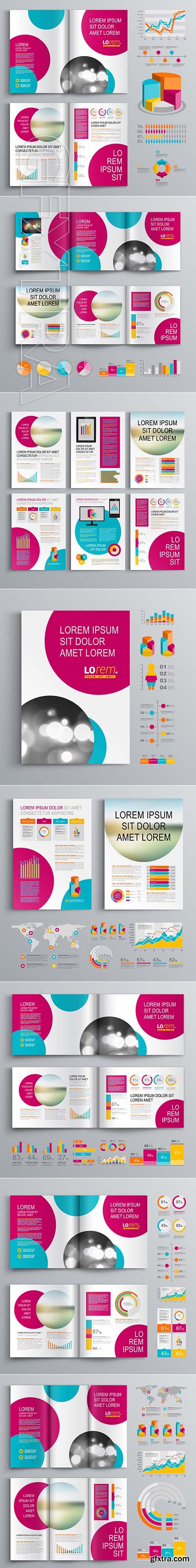 Brochure Template Design and Business Infographic vector 4