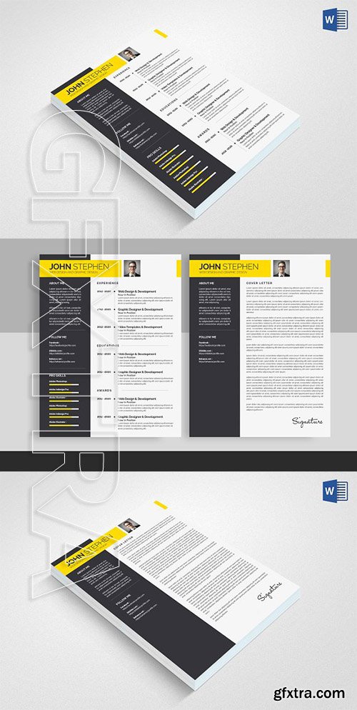 CreativeMarket - Resume CV (2 Page) 2171687