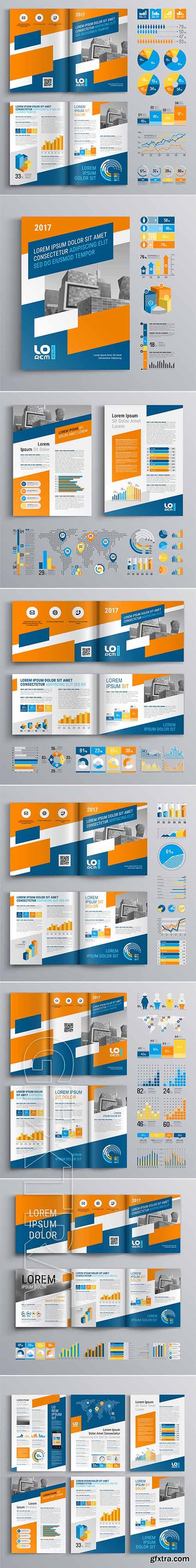 Brochure Template Design and Business Infographic vector 6