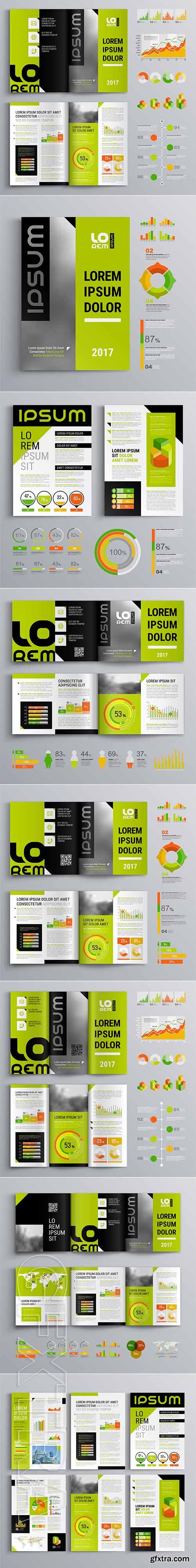 Brochure Template Design and Business Infographic vector 7