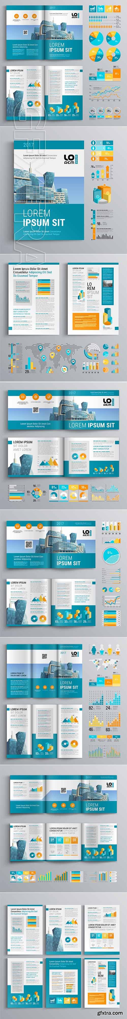 Brochure Template Design and Business Infographic vector 9