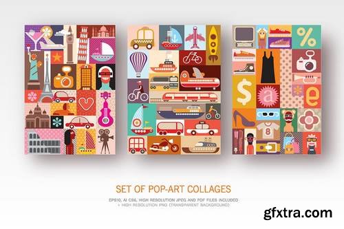 Set of Pop-Art collages, vector designs