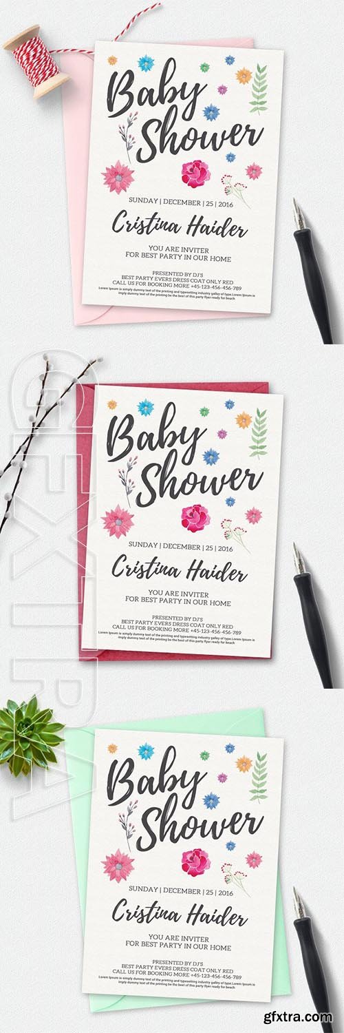 CreativeMarket - Baby Shower Invitation 2178938