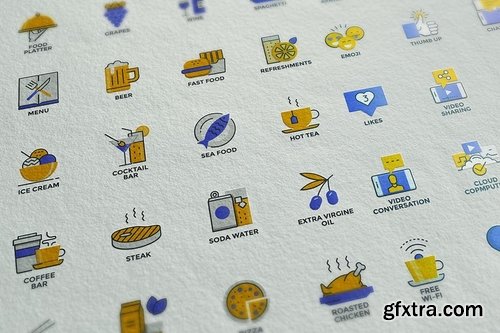 Set of flat line smooth gradient color icons