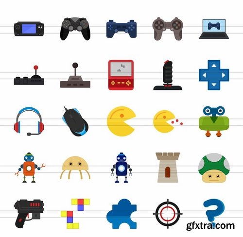 50 Games & Entertainment Flat Multicolor Icons