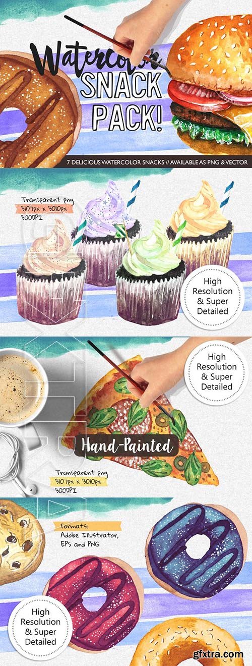 CreativeMarket - Watercolor Snack Pack 2180496