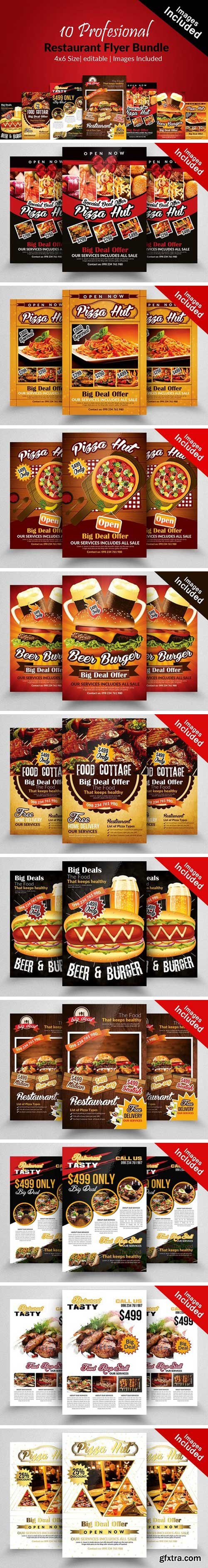 CM - 10 Restaurant Flyer Templates Bundle 2104260