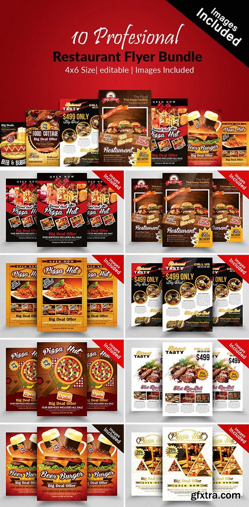 CM - 10 Restaurant Flyer Templates Bundle 2104260