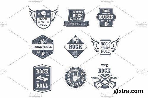CM - Rock Music - vintage vector set of logos 1945242