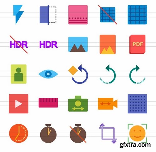 50 Picture Editing Flat Multicolor Icons