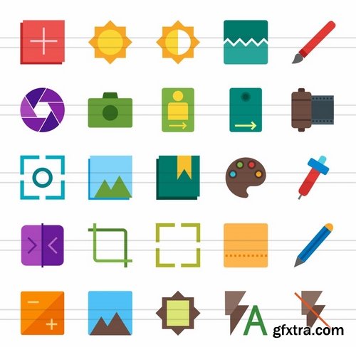 50 Picture Editing Flat Multicolor Icons