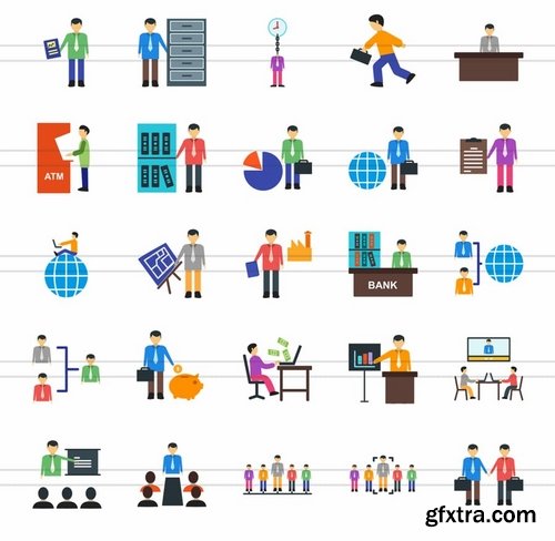 50 Humans Flat Multicolor Icons