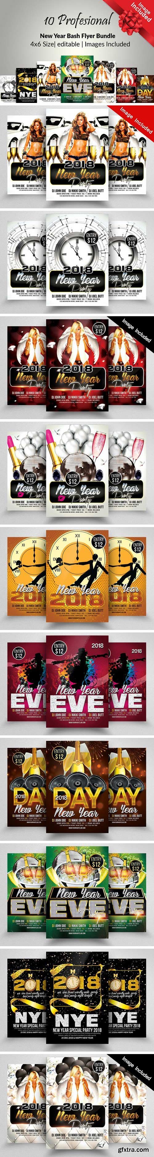 CM - 10 Happy New Year Flyer Bundle 2088194