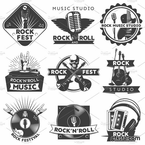 CM - Black Isolated Music Label Set 1944501