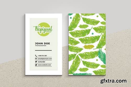 Tropical Leaves Watercolor Business Card