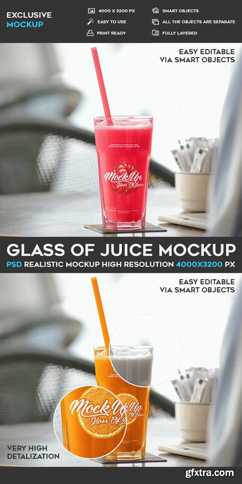 Glass Of Juice - PSD Mockup