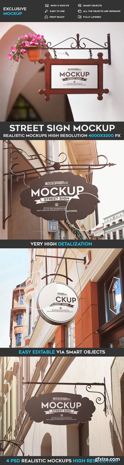 Street Sign - 4 PSD Mockups