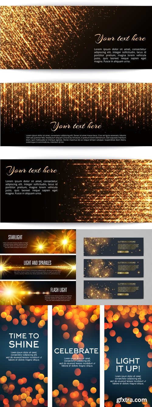 Vectors - Golden Glitter Banners