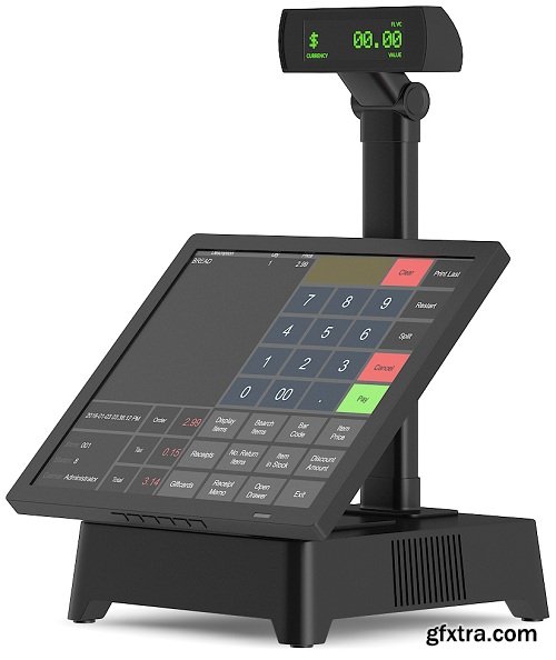 Cash Register with Touchscreen 3d Model