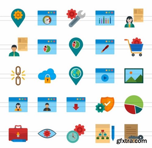 50 Web Flat Multicolor Icons