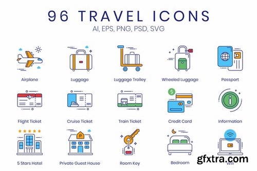 96 Travel & Tourism Icons