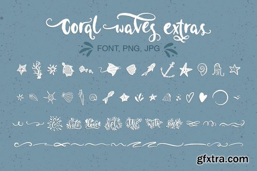 CreativeMarket Coral Waves Font and Clip Arts 2131811