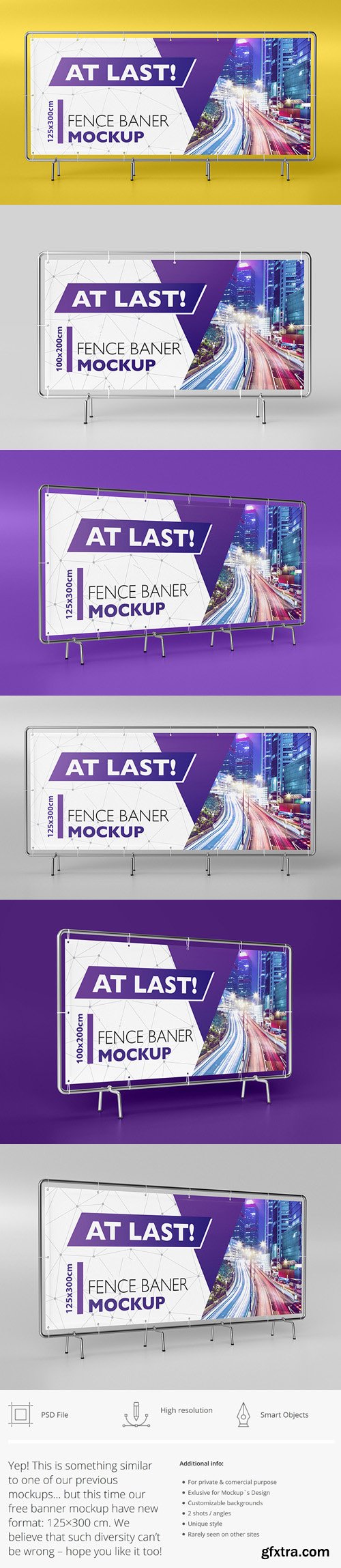 Fence Banners - 4 PSD Mockups