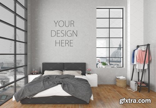 CM - Bedroom mockup - blank wall mock up 2175202