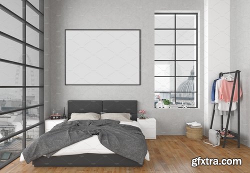 CM - Bedroom mockup - blank wall mock up 2175202