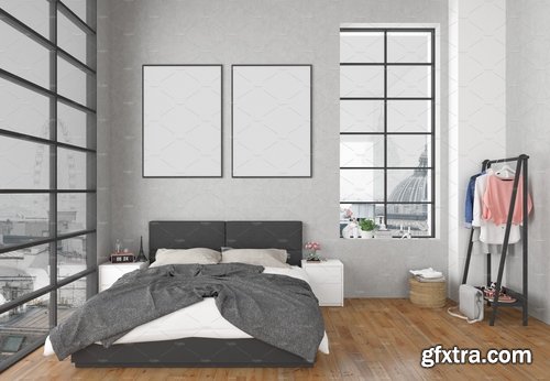 CM - Bedroom mockup - blank wall mock up 2175202